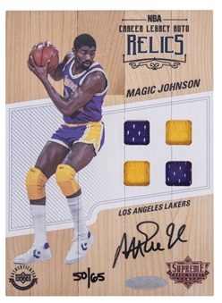 2016-17 Upper Deck Supreme Hardcourt Basketball #CLAR-JO Magic Johnson Signed Oversized Game-Worn Jersey  Card (50/65) - Upper Deck Authentics